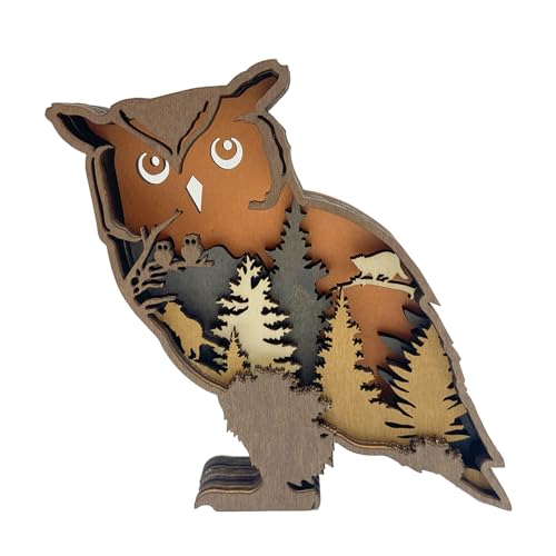 Laozai Wooden Forest Animals Owl Decor Cabin Rustic Mountain Decor Wall Decorations for Bedroom Living Room Table Decorative