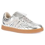 MiLanolce Women Sneakers Lace Up Classic Fashion Sneakers Comfortable Leisure Shoes Walking Shoes Tennis,Silver Size 9