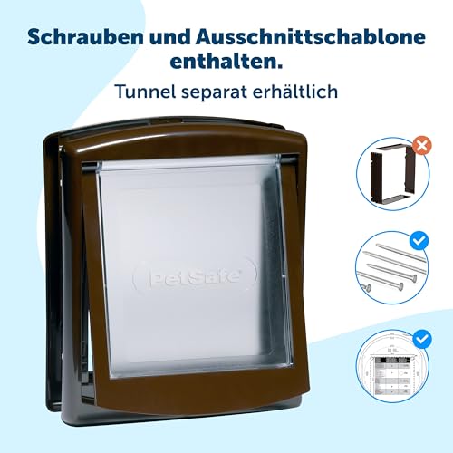 PetSafe Original 2-Way - Haustiertür mit beidseitiger Öffnung - Manuelle Verriegelung, robuster Rahmen, Mittel, Weiß