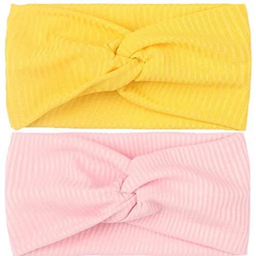 Onsinic 2 Pcs Ancho Turbante Enteras Color del Hilo Cruz Estiramiento Vendas del Bebé Headwraps para Los Bebés Recién Nacidos Lactantes Cabello Accesorios Niños Pequeños Cabritos Y Los Niños