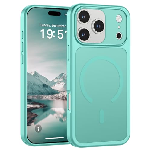 Image of SUPFINE Magnetic for iPhone 17 Pro Max Case Blue Green | (Compatible with MagSafe)(Military Grade Drop Protection)(Camera Protection)Translucent Matte Phone Cover