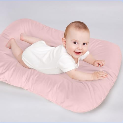 Image of Baby Lounger for Tummy Time,Soft Baby Lounger Play Mat for Newborns,Portable Newborn Babies Essentials Gifts & Floor Cushion,0-12 Months Home Travel(Pink)