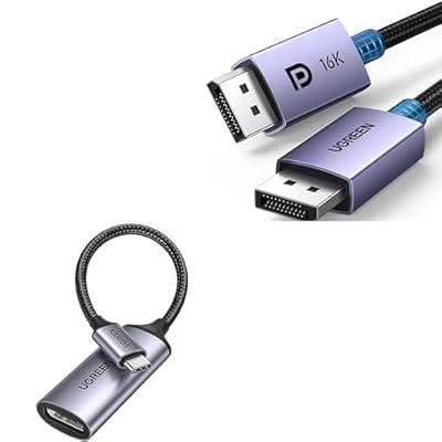 UGREEN DisplayPort Cable 2.1 [VESA Certified] DP2.0 80Gbps Support 16K@60Hz 8K@120Hz 4K@240Hz HDR Bundle with UGREEN 8K@60Hz USB C to DisplayPort 1.4 Adapter Cable