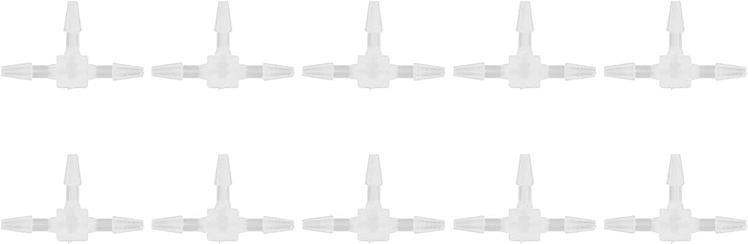 3 Way Plastic Fitting Heavy Duty T Shaped Tee Barb Connector High Pressure Temperature Hose Joint for Processing Food Beverage Labs 10Pcs PP Material T-you 1.6