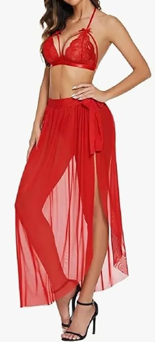 anvesha Beauty Lace Babydoll Lingerie Night Dress for Women | Sexy Sleepwear with High Slit | Soft & Comfortable Romantic Nightwear for Honeymoon-picture-19
