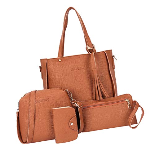 Baoblaze 4PACK Bolsa De Couro Feminina Bolsa De Ombro Bolsa Bolsa Titular De Cartão Conjunto De Saco