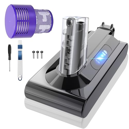 Image of 25.2V 5.0Ah 5000mAh V10 Battery Replacement, Compatible with Dyson Cyclone V10 Animal /Absolute /Motorhead SV12 Cordless Stick Vacuums, with Post HEPA Filter and Brush (Not Fit SV10)