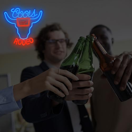 Image of Beer Neon Sign Dimmable Western Rodeo Neon Light Signs for Wall Decor Cowboy Neon Sign for Man Cave Home Bar Beer Club Pub Bistro