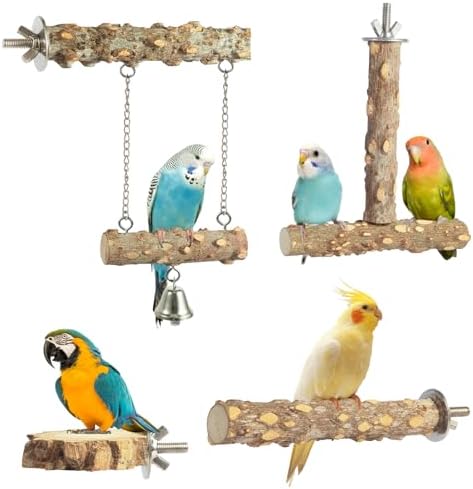 Bird Perches,4pcs Natural Wood Birds Stand Branch — packaging and what arrives in the box