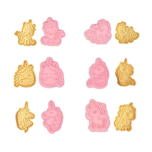 Unicorno Cookie Cutter Set - 6 PCS Stampini Biscotti 3D Formine Biscotti Tagliabiscotti for DIY Decorazioni Accessori