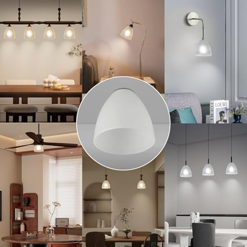 Image of Small Glass Lamp Shade Replacement, Ceiling Fan Globe Replacement 3 Pack, Pure White Frosted Glass Shade for E26, 5.3 inch High x 5.7 inch Diameter