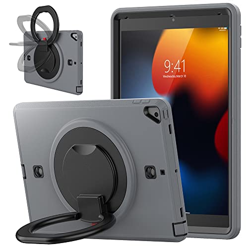 Case for iPad 9/8/7 2021/2020/2019 10.2 Inch Handheld Flat Shell Shockproof and Robust with 360° Folding Rotating Stand - Image 2