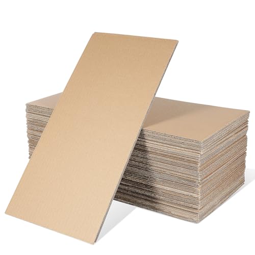 MAGICLULU 50pcs 20x40cm 3-layer B-flute Corrugated Cardboard Sheets 2.5mm Thick Paperboard Pads for Packaging, Crafting, and Industrial Shipping Protection