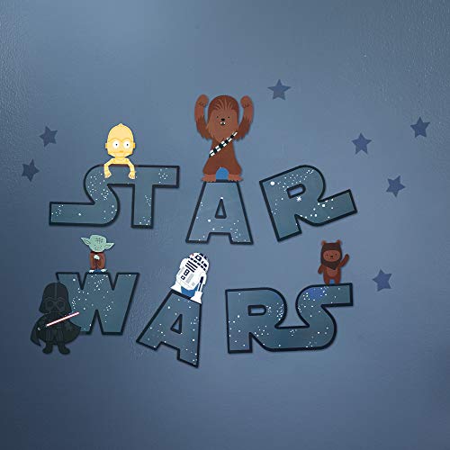 Lambs & Ivy Star Wars Logo Wall Decals W/Yoda/R2D2/Darth Vader And More - Blue #TOP2