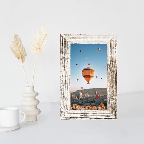 Image of JCJMY 3x5 Picture Frame for Tabletop, 3 x 5 Photo Frame with Shatter Resistant Plexiglass, Sturdy 3 by 5 Poster Frame, Rustic White