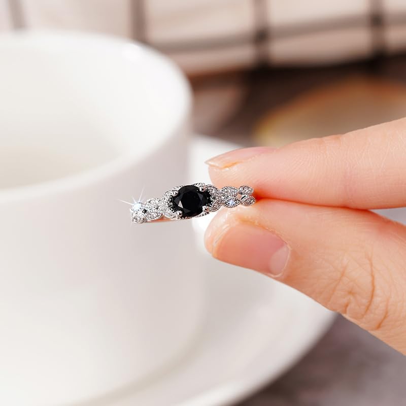 Silver Plated Round Created White Topaz Cubic Zirconia Filled Engagement Wedding Proposal Stackable Ring Band for Women Ladies Lover Size 5-123