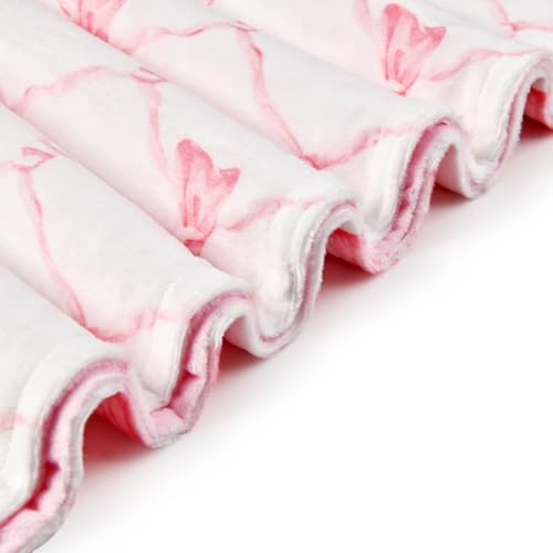 Image of Baby Blanket, Soft Minky Warm Blanket for Boy or Girl, Receiving Blanket with Double Layer Dotted Backing for Newborns Nursery Stroller Toddlers Crib Bedding (30 x 40 Inch) Sunflower (Pink Bow)
