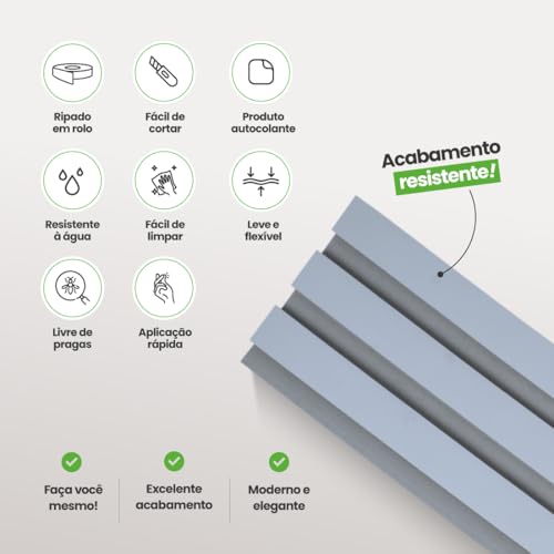 Painel Ripado Papel de Parede Autocolante EVA Laminado Textura Relevo Moderno Linha Play Meu Rodapé