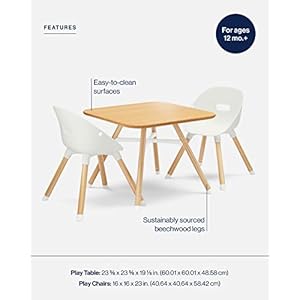 Lalo The Play Kit, Kids Table and Chairs Set with Sustainably Sourced Wood Kids Table & Set of 2 Non-Toxic Bucket Seat Kids Chairs - Safe and Comfortable - Natural/Coconut Lalo The Play Kit Kids Table and Chairs Set with Sustainably Sourced Wood Kids Table Set of 2 Non Toxic Bucket Seat Kids Chairs Safe and Comfortable NaturalCoconut