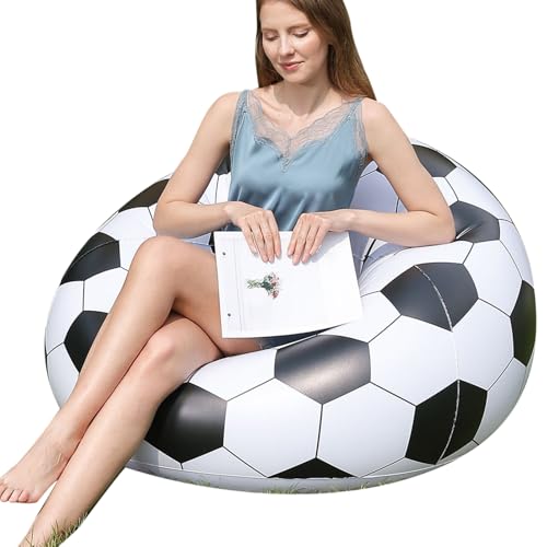 エアソファ,インフレータブルキャンプ用ラウンジチェア サッカー柄 | 軽量エアラウンジャー 旅行 キャンプ 音楽フェス ビーチ用