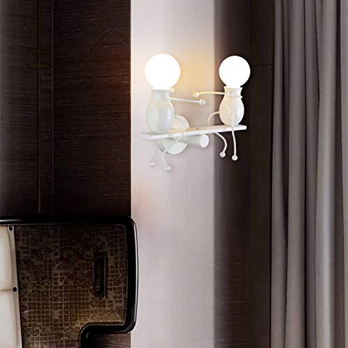 Lámpara de pared diseño humanoide creativo moderno de hierro blanco aplique interior base E27 2