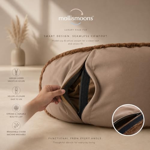 Image of Mollismoons Bean Bag XXXL Size for Adults & Kids Fur bin Bag Luxury Bean Bag Chair (Bean Bag Without Beans Cover(Assembly Required), Dark Brown)