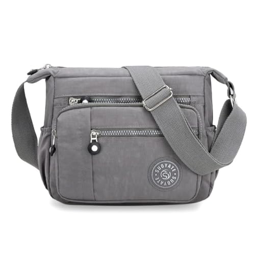 Image of Women Sling-body Bag Waterproof Nylon Multi-layer Sling Bag Casual Satchel Bag Shoulder Bag Messenger Bag Travel Sling-body Bag Day Pack Card Holder Black and Silver.