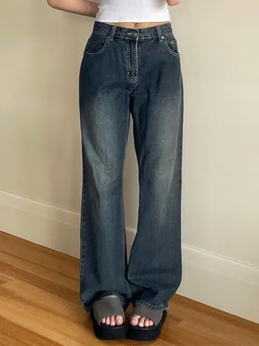 Xineicy Women's Jeans Wide Leg Jeans High Waisted Baggy Y2K Loose Boyfriends Jeans Trendy Denim Pants2