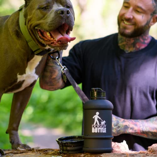 Large Water Bottle For Dogs On The Go With Collapsible Dog Bowl, Dog Travelling Water Bottle Set, Dog Hiking Water Bottle & Travel Dog Bowl, Large Dog Water Bottles For Walking, Leakproof (Black) #TOP3