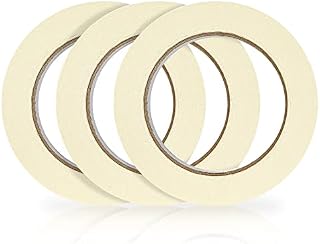 Haohai 3 Rolls 12mm x 50m White Artist Tape, Drafting Tape, Painting Masking Tape, Removable Crepe Paper Tape for Painting, Arts, Office (3)