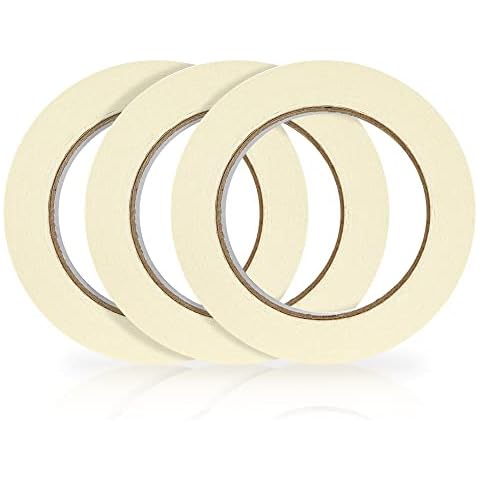 Haohai 3 Rolls 12mm x 50m White Artist Tape, Drafting Tape, Painting Masking Tape, Removable Crepe Paper Tape for Painting, Arts, Office (3) Cover