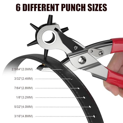 Image of NEU MASTER Hole Punch, Heavy Duty Leather Hole Puncher Revolving Punch Pliers for Leather Craft Belt, Watch Bands, Bags, Dog Collars and More