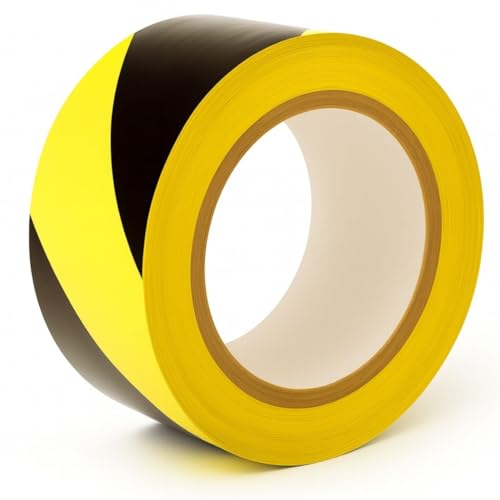 GTSE Hazard Tape Black and Yellow 50mm (2) x 33m Strong Adhesive Warning/Caution Tape Floor Marking Tape 1 Roll Floor Marking Tape