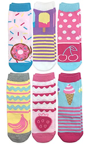 Jefferies Socks Girls' Little Sweat Treats Ice Cream/Donuts Fashion Crew Socks 6 Pair Pack