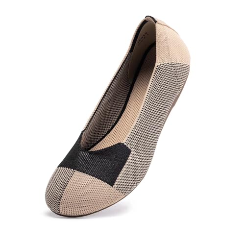 Image of Frank Mully Women's Ballet Flat Shoes Knit Dress Shoes Round Toe Slip On Ballerina Flats for Woman Low Wedge Comfort Soft