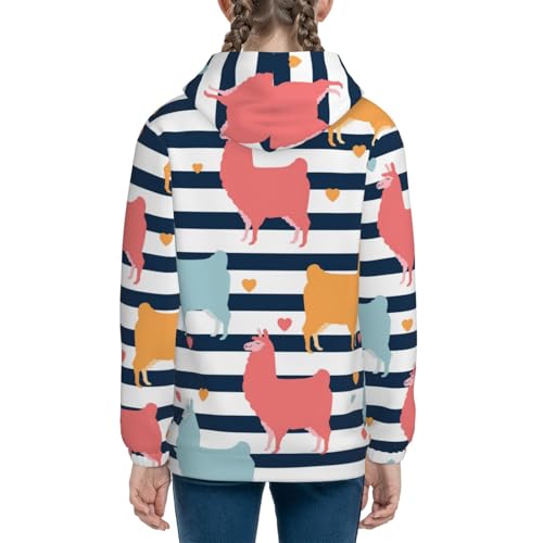 Colorful Llama Kids Pullover Hoodies Boys Sweatshirts Girls Athletic Clothes with Pocket4