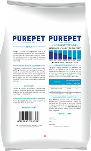 Image of Purepet Chicken & Veg Dry Adult Dog Food, 1.1kg, Buy 1-Get 1 Free & Mackerel Adult Cat Food, 1.2 Kg