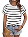 WIHOLL Womens Tops Summer Outfits Spring Fashion Clothing Short Sleeve Tshirts Shirts 2026 Trendy Dressy Casual Blouses Workout Black & White Stripes L