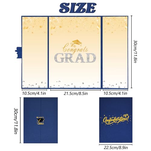Image of Crenics Blue and Gold Graduation Decorations Class of 2026, Creative Graduation Guest Sign in Book Alternative, Congrats Grad Signature Book 18 inch x 12 inch, Awesome Graduation Gift or Keepsake