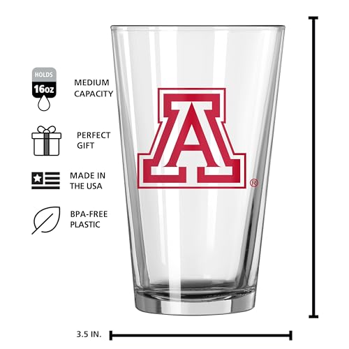 Image of Logo Brands NCAA 16 oz Pint Glass - Durable Glass With Bold Team Color- Chip-Resistant Rim Drinkware For Fans, Tailgates, Home Bars & Everyday Use