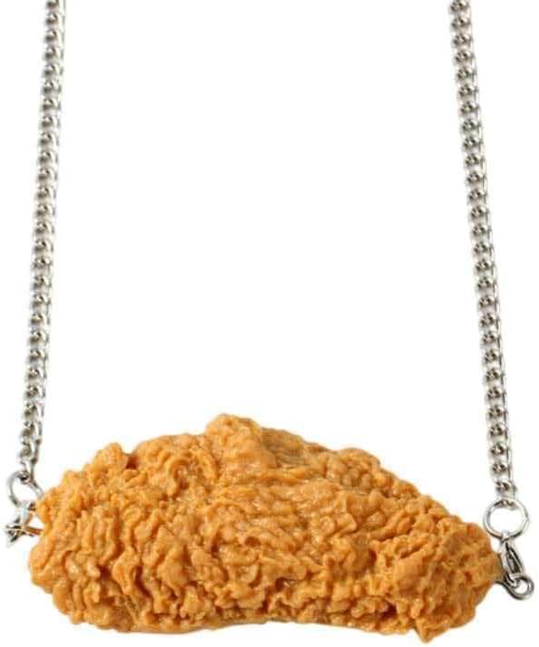 KIFEDSLJ Simulation Chicken Wing Necklace Imitation Food Chip Fried Chicken Nuggets Pendant Necklace for Women