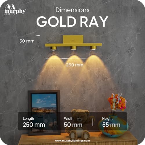 Image of Murphy 3-Glow Goldray|LED Mirror /Vanity Light|- Luxurious Gold Finish|Warm White, 2-Year Warranty-Pack of 1