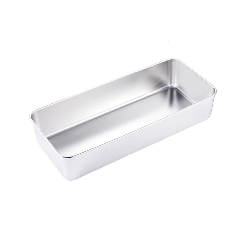 Thicken Stainless Steel Serving Tray With Lid Rectangle Food Storage Plates Suitable for Homes Restaurants Cafeteria (Color : 33x15x6.5cm)