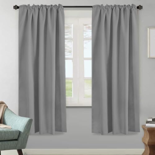 Image of H.VERSAILTEX Blackout Curtains Thermal Insulated Window Treatment Panels Room Darkening Blackout Drapes for Living Room Back Tab /Rod Pocket Bedroom Draperies, 52 x 72 Inch, Grey, 2 Panels