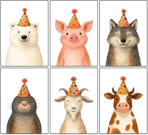 30 niedliche Aquarell-Geburtstagskarten mit Umschlägen aus Recyclingpapier 30 verschiedene Motive