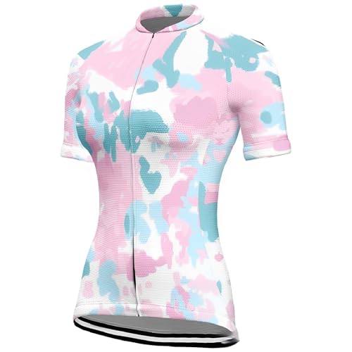 Mateju Maillot Ciclismo para Mujer, Estilo Camuflaje Ropa Ciclismo Exterior Cómodo Transpirable, Verano Secado Rápido Camisetas Manga Corta Hombre, Camiseta Mujer Elástico (Azul,3XL)