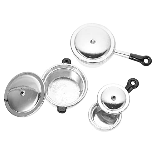 ibasenice 3piezas Miniaturas De Ollas De Simulación para Decoración De Casas De Muñecas Accesorios De Cocina Miniatura Material De Resistente y Coleccionistas