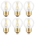 Dimmable A15 LED Bulb, 2W E26 Globe Light Bulbs, 25 Watt Incandescent Bulb Equivalent, 3000K Soft Warm White, Clear Glass, Small Round Filament Bulbs for Ceiling Fans, Bathroom Vanity, 6 Pack
