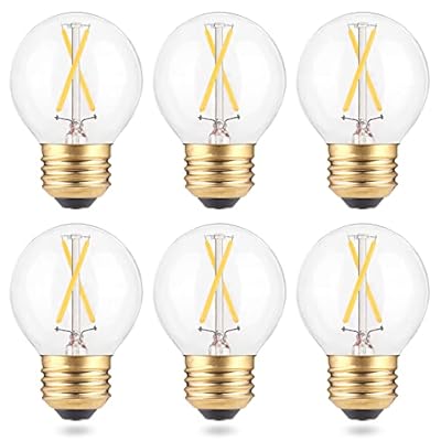 Dimmable A15 LED Bulb, 2W E26 Globe Light Bulbs, 25 Watt Incandescent Bulb Equivalent, 3000K Soft Warm White, Clear Glass, Small Round Filament Bulbs for Ceiling Fans, Bathroom Vanity, 6 Pack