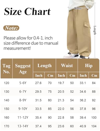 Pantalones cargo para niños Maeau de algodón con cintura elástica 6